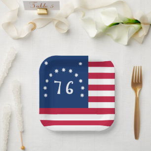 Assiettes En Carton La bannière de Bennington : le 76e drapeau de bata