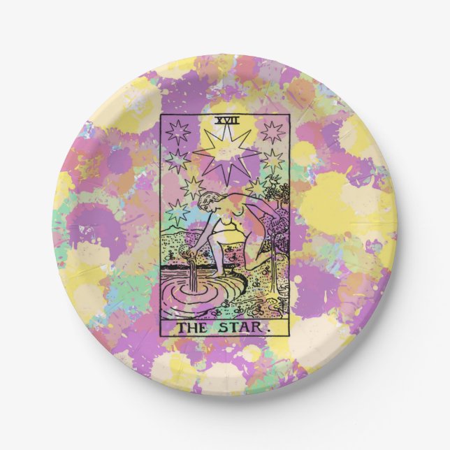 Assiettes En Carton La carte de tarot d'étoile (Devant)