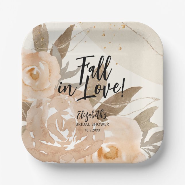 Assiettes En Carton La chute rustique dans l'amour Fleurs d'automne (Recto)