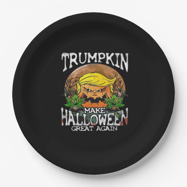 Assiettes En Carton La citrouille rend l'Halloween grand à nouveau cla (Devant)