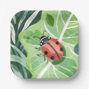 Assiettes En Carton La coccinelle Jolie peinture aquarelle