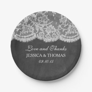 Assiettes En Carton La collection de Mariages Chalkboard & Lace