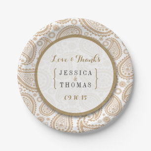 Assiettes En Carton La collection Mariage moderne de Paisley - Brown