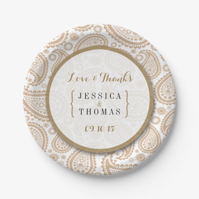 Assiettes En Carton La collection Mariage moderne de Paisley - Brown (Devant)