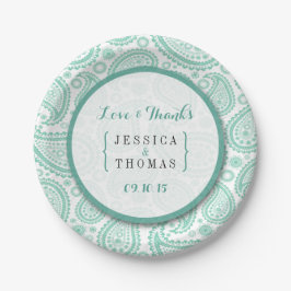 Assiettes En Carton La collection Mariage moderne Paisley - Vert