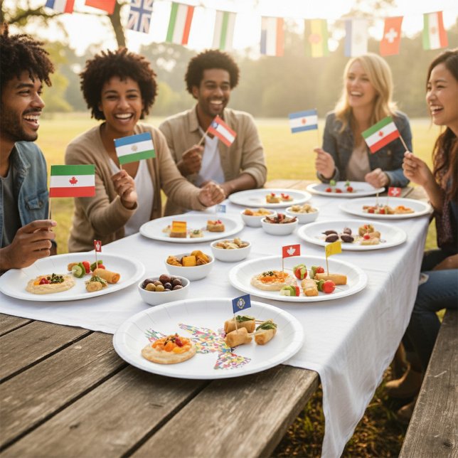 Assiettes En Carton La colombe de la paix mondiale faite de drapeaux i (Créateur téléchargé)