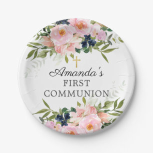 Assiettes En Carton La communion des Roses et des pivoines