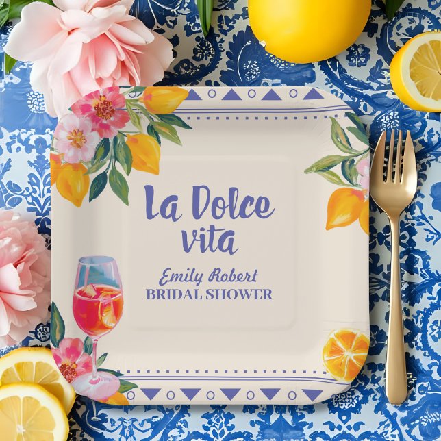 Assiettes En Carton La Dolce Vita Citron Italien & Fête des mariées Fl (Créateur téléchargé)