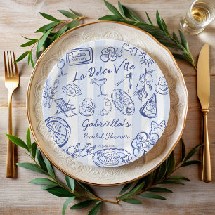 Assiettes En Carton La dolce vita rayures bleues douche de mariage ita