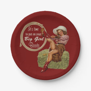 Assiettes En Carton La Femme Met Sur Vos Grosses Filles Bottes