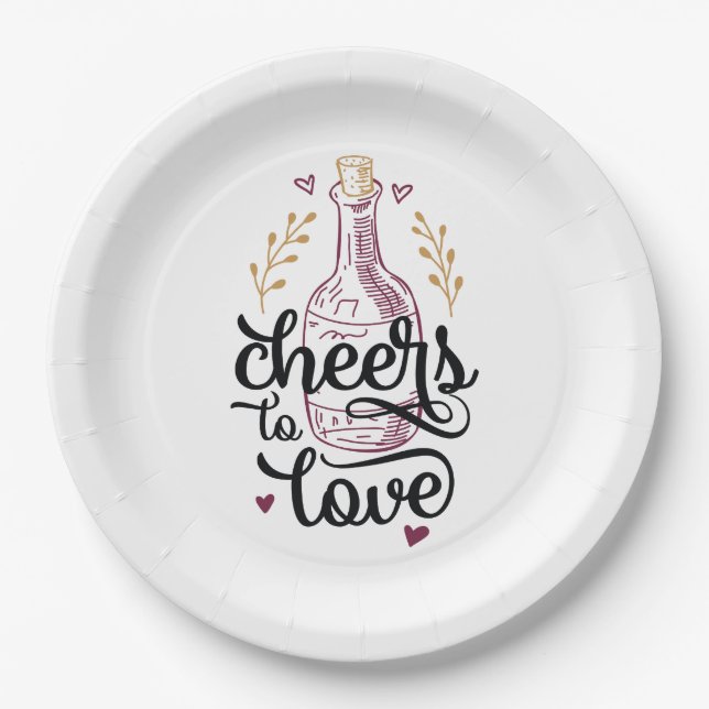 Assiettes En Carton La Fête de l'mariée de l'amour (Devant)
