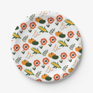 Assiettes En Carton La floraison moderne de Thanksgiving