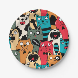 Assiettes En Carton La foule de chats