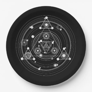 Assiettes En Carton La géométrie sacrée de style occulte foncé