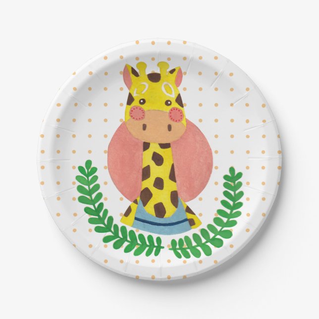 Assiettes En Carton La girafe mignonne (Devant)