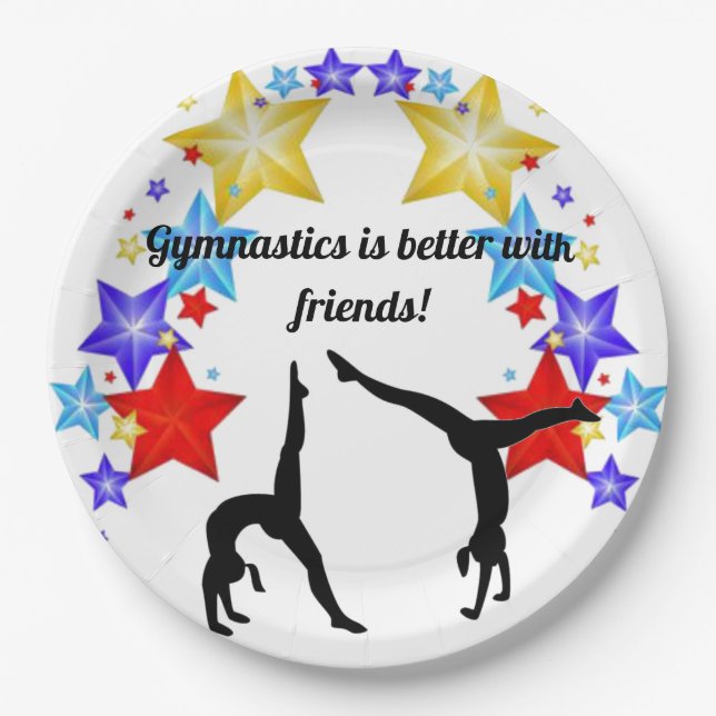 Assiettes En Carton La gymnastique est meilleure avec les amis (Devant)