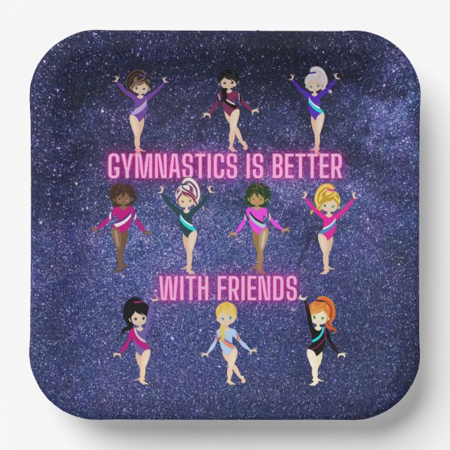 Assiettes En Carton La Gymnastique Est Mieux Avec Les Amis (Recto)
