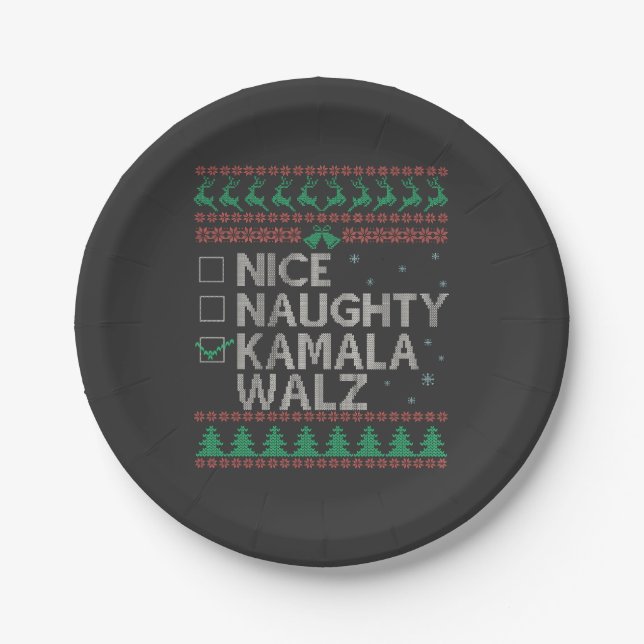 Assiettes En Carton La Kamala Harris Ugly Christmas Sweat Election (Devant)