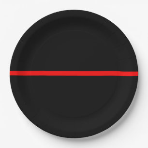 Assiettes En Carton La ligne rouge mince symbolique déclaration