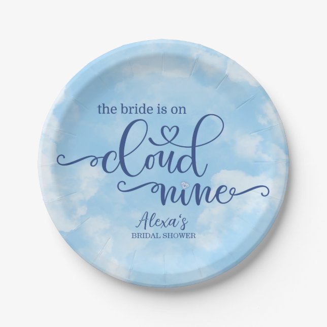 Assiettes En Carton La mariée est sur la plaque papier Cloud 9 (Devant)