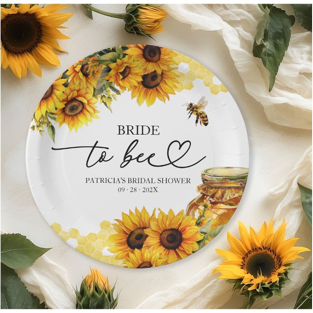 Assiettes En Carton La mariée future abeille Fête de mariage champêtre (Créateur téléchargé)