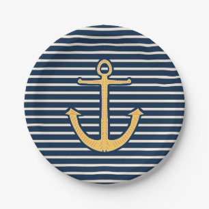 Assiettes En Carton La marine barre l'Ancre nautique
