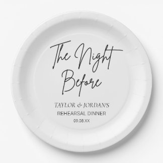 Assiettes En Carton La Nuit Avant le Dîner de Répétition Minimaliste
