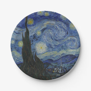 Assiettes En Carton La Nuit étoilée, peinture à l'huile, Vincent Van G