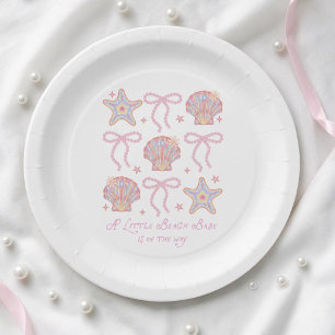 Assiettes En Carton La Petite Fille de la Plage Arrive Bébé Shower