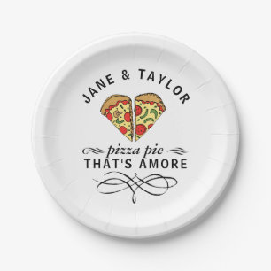 Assiettes En Carton La pizza d'amour ajoutent des noms