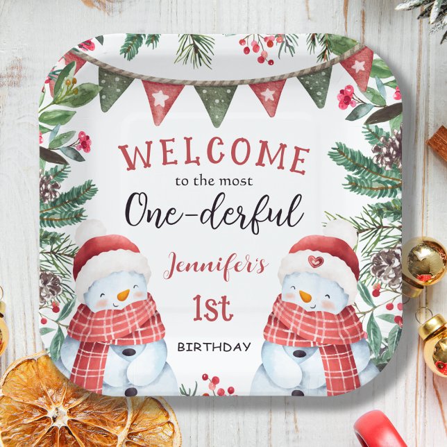 Assiettes En Carton LA PLUPART | Snowman Noël 1er anniversaire (Créateur téléchargé)