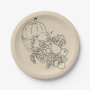 Assiettes En Carton La récolte d'automne Thanksgiving