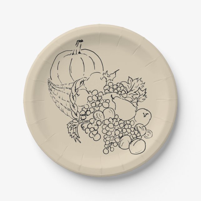 Assiettes En Carton La récolte d'automne Thanksgiving (Devant)