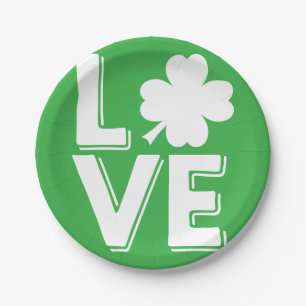 Assiettes En Carton La Saint-Patrick Amour Irlandais Shamrock Vert