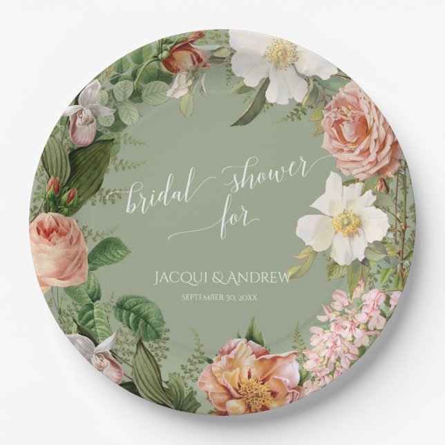 Assiettes En Carton La sauge de Fête de la mariée rougissent la (Devant)