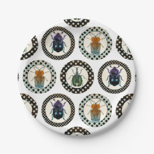 Assiettes En Carton La Science colorée de scarabées d'insectes