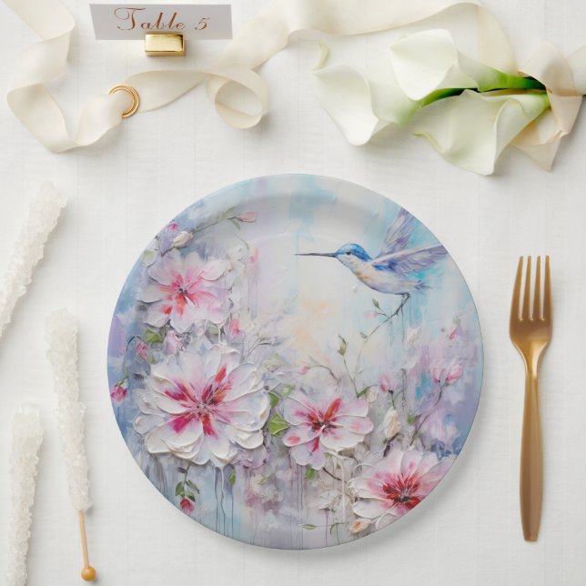Assiettes En Carton La série de conception de colibris 11 (Mariage)