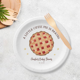 Assiettes En Carton La tarte à croûte d'aquarelle moderne est Baby sho