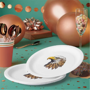 Assiettes En Carton La tête d'aigle à tête chauve