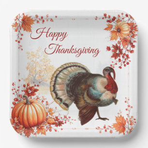 Assiettes En Carton La Turquie patriotique Thanksgiving