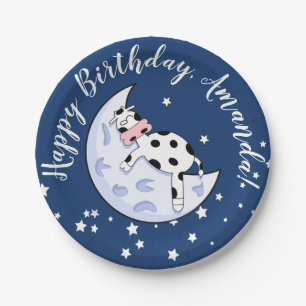 Assiettes En Carton La vache au-dessus de la lune