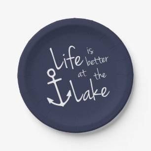 ASSIETTES EN CARTON LA VIE EST MEILLEURE AU LAC
