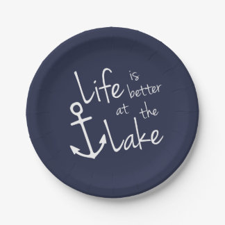 ASSIETTES EN CARTON LA VIE EST MEILLEURE AU LAC