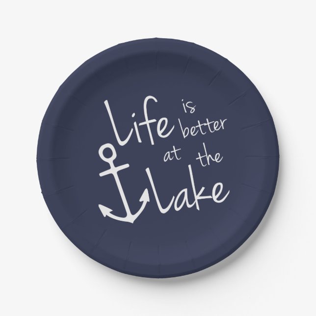 ASSIETTES EN CARTON LA VIE EST MEILLEURE AU LAC (Devant)