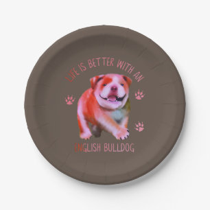 Assiettes En Carton La Vie Est Meilleure Avec Le Chien-Putain Anglais 