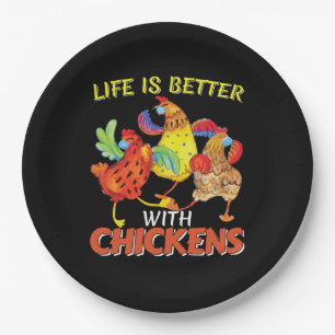 Assiettes En Carton La vie est meilleure avec les poulets