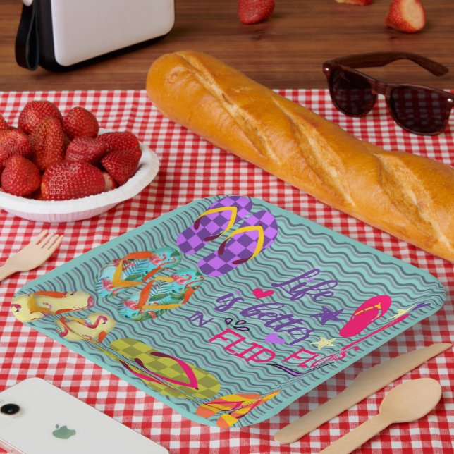Assiettes En Carton La vie est meilleure en tongs (Pique-nique)