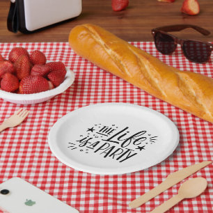Assiettes En Carton La vie est une fête - Citation de fête joyeuse
