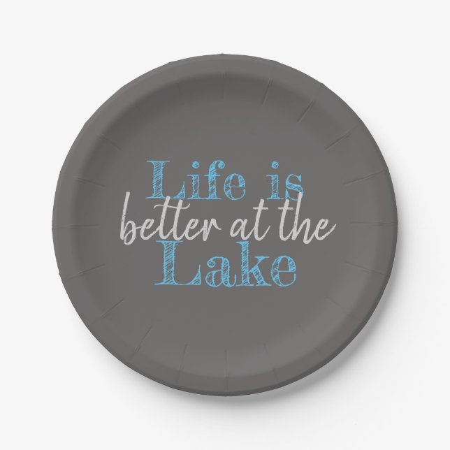 Assiettes En Carton LA VIE nautique EST MEILLEURE AU LAC | (Devant)