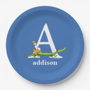 Assiettes En Carton L'ABC de Dr Seuss : Lettre A - Blanc Ajoutez vot